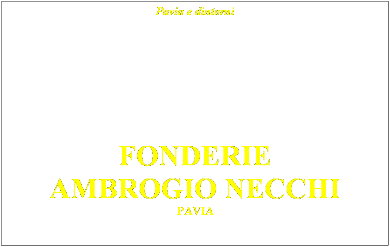 Casella di testo: Pavia e dintorni
 
 
 
 
 
 
 
 
 
 
 
 
 
FONDERIE
AMBROGIO NECCHI
PAVIA
 
 
